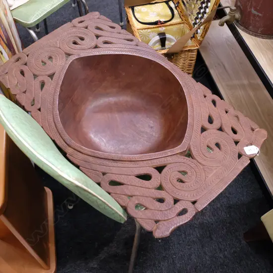 LARGE CARVED WOODEN BOWL L. 770MM