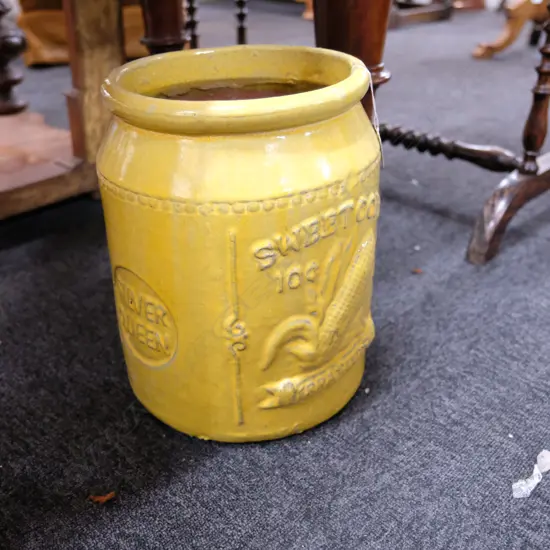 'SWEET CORN' POTTERY GARDEN POT MUSTARD YELLOW H.330MM