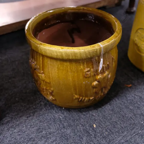 'HONEY' GARDEN POT WITH BEE CARAMEL GLAZE D.275MM