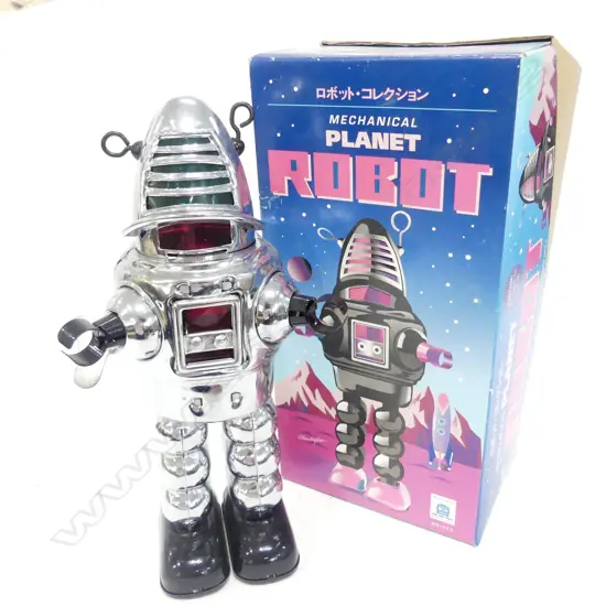HA HA TOY MECHANICAL PLANET ROBOT TIN PLATE TOY IN ORIGINAL BOX H  240 MM