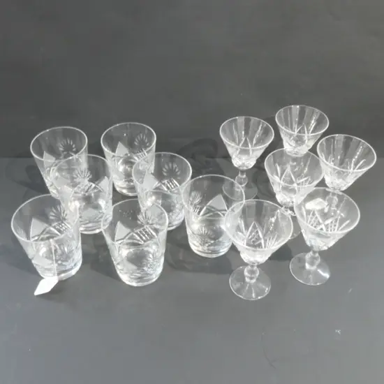 7 WHISKEY CRYSTAL TUMBLERS;6 STEWART CRYSTAL GLASSES