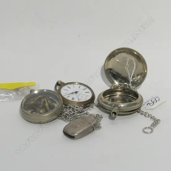 ASST POCKET WATCHES/KEYS AND STG SILVER VESTA