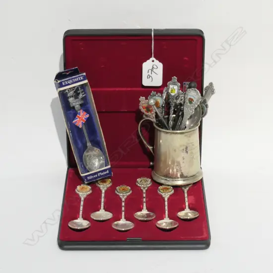 SOUVENIR SPOONS IN BOX & SMALL TANKARD 
