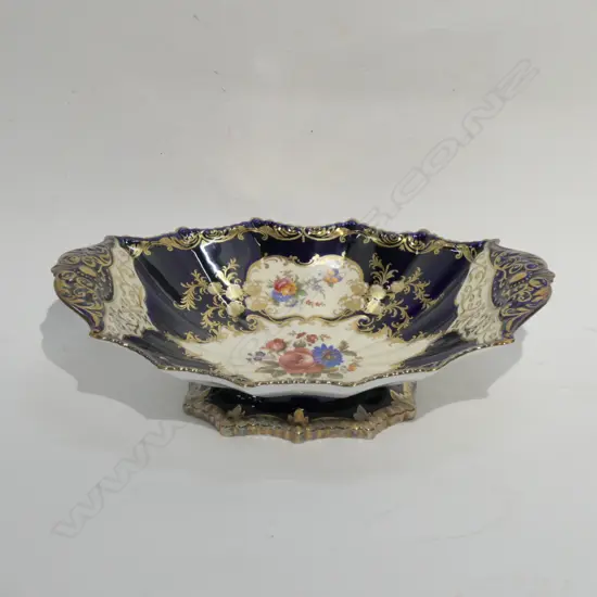 LARGE AYNSLEY COBALT BLUE & GILT FOOTED DISH