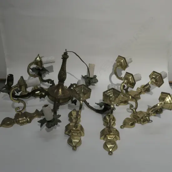 ASST BRASS WALL SCONCES AND CHANDELIER