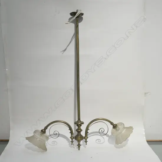 2 BRANCH HANGING BRASS LIGHT FITTING H 780 MM