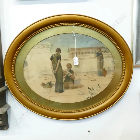 OVAL FRAMED COLOUR LITHO L 580 MM