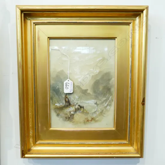 19TH CENTURY WATERCOLOUR HIGHLAND SCENE BY SAM BOUGH H. 400MM