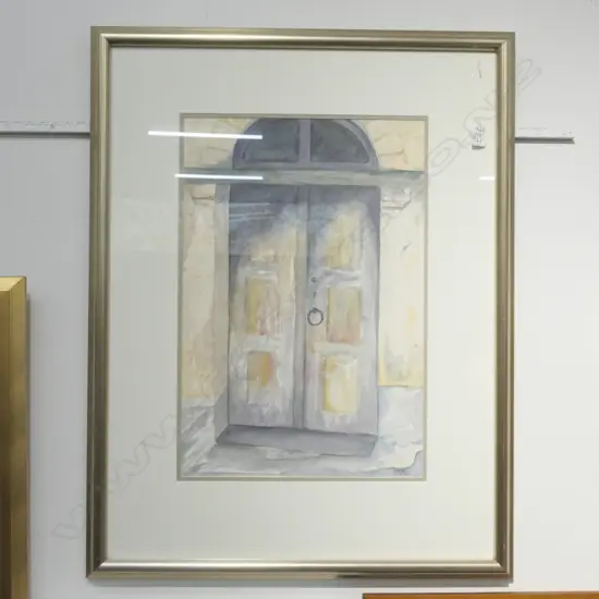 PRUE TAYLOR, ITALIAN VILLAGE DOOR, WATERCOLOUR, FRAMED, 820 X 630MM