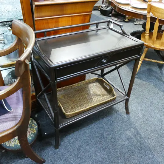 CHINOISERIE BAMBOO STYLE SIDE TABLE W. 720MM + SERVING TRAY