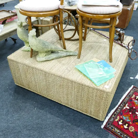 LARGE WOVEN WATER HYACINTH COFFEE TABLE W. 1130 H. 420MM