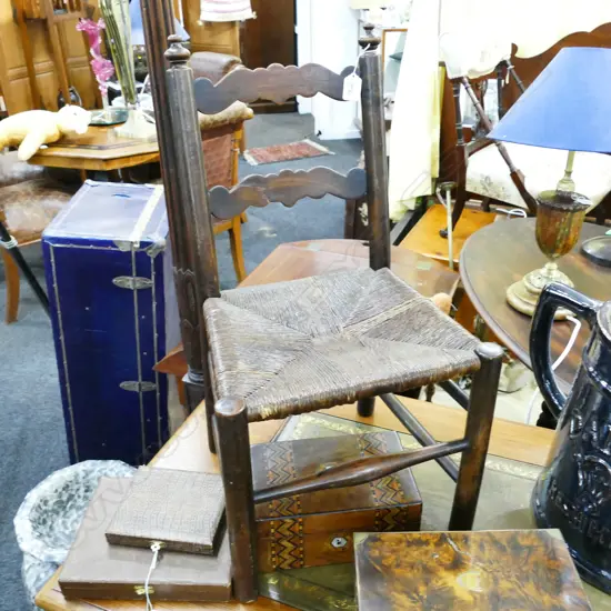 CHILD'S LADDER BACK RUSH SEATED CHAIR