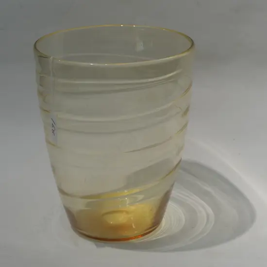 LARGE WHITEFRIARS YELLOW RIBBON TRAILED VASE