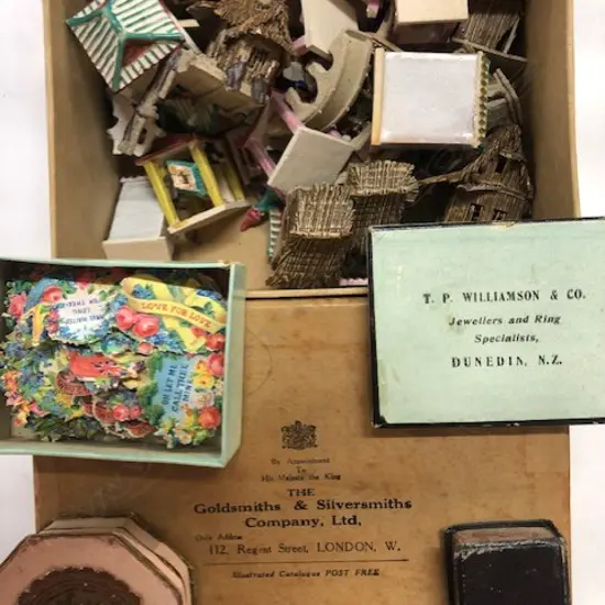 THREE OLD COLLECTABLE BOXES WITH SMALLS ITEMS