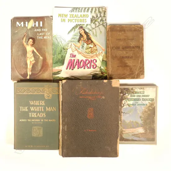 6  GOOD ANTIQUE MAORI THEMED NZ BOOKS