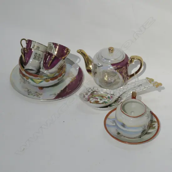 JAPANESE TEA SET AND SPOONS 13 PCES
