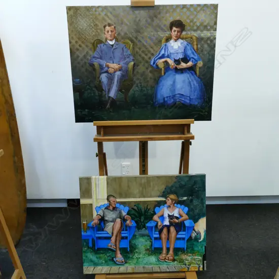 BARBARA GRIFFITHS, DIPTYCH, OIL ON CANVASES, 'HERE & NOW' SIGNED & DATED 2006