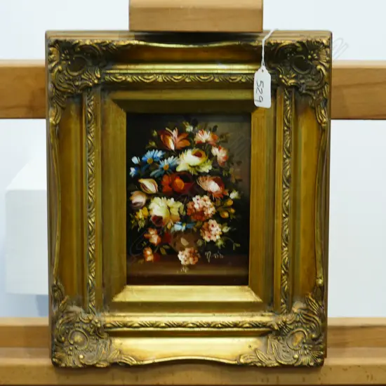 ITALIAN FLORAL OIL WITH GILT FRAME 'NORIS' ARTIST H 320 W 270