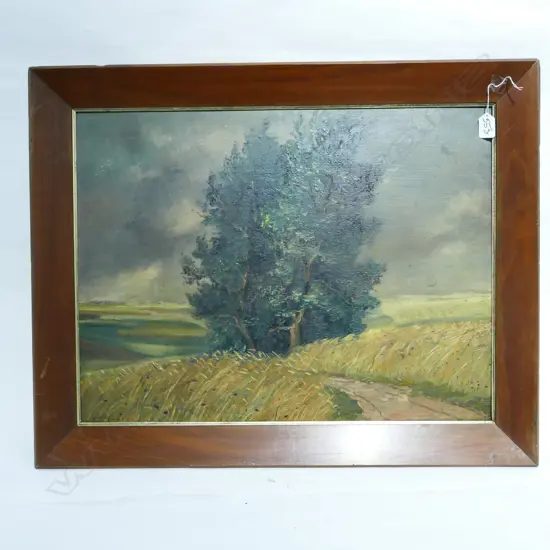 TREES IN LANDSCAPE, OIL, SIGNED, 420 X 680MM. GILT INLAY FRAME 