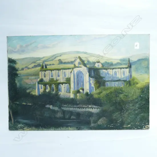 VICTORIAN OIL ON CANVAS CATHEDRAL RUINS 760 X 510MM