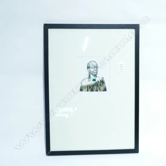 HILDA WISEMAN (AFTER) POSITIVE c.1970S H/COL LINOCUT MAORI PORTRAIT 130 x 110mm.