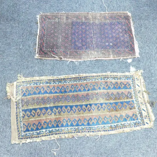 TWO ANTIQUE FADED BEDDING BAGS