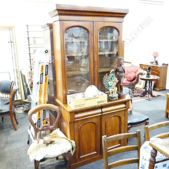 GLAZED UPRIGHT MAHOGANY CABINET H 2240MM