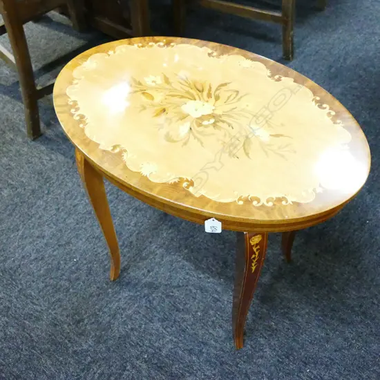 SORRENTO INLAY OVAL MUSIC TABLE 500MM H