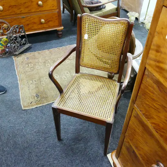 QUEEN ANNE CANE ARMS CHAIR 