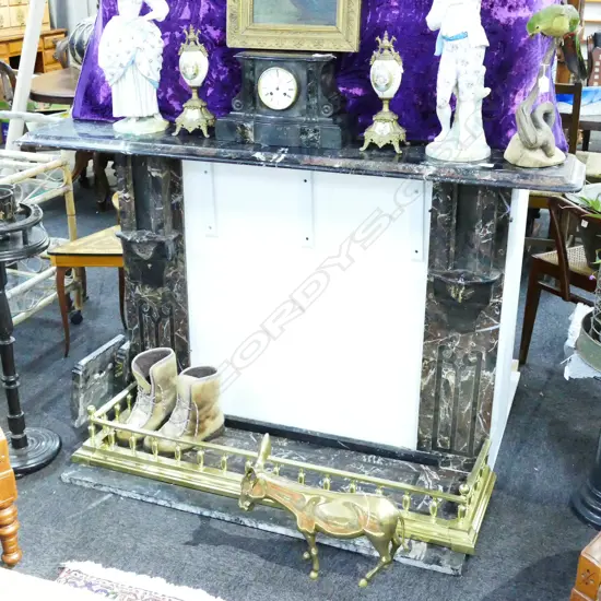 C19OO MOTTLED MARBLE CARVED FIRE SURROUND