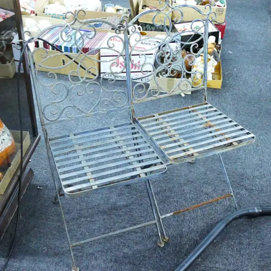 PAIR OF CAFE FOLDING CHAIRS