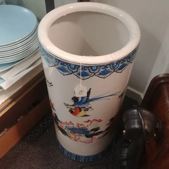 PAINTED CHINESE CERAMIC UMBRELLA STAND