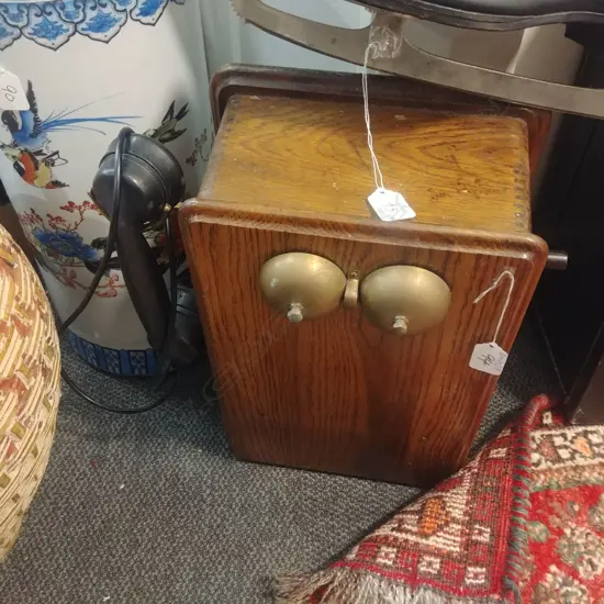 OAK VINTAGE WALL TELEPHONE