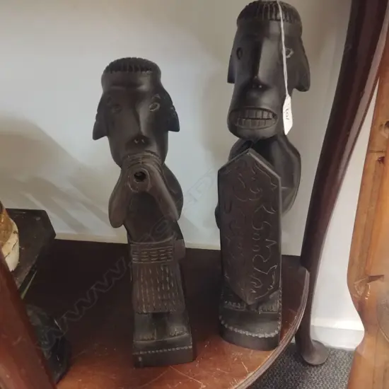 2 CARVED WOOD FIGURES 