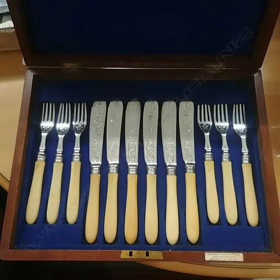 IVORY HANDLED CASED CUTLERY SET