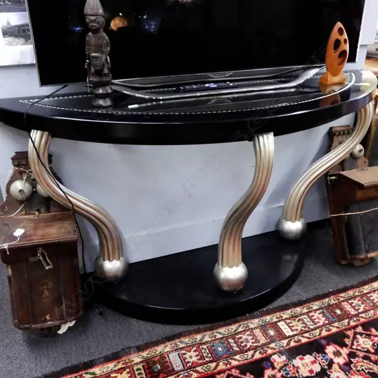 DESIGNER GLASS INSET HALL TABLE