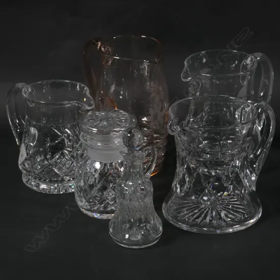 LOT ASST CUT CRYSTAL JUGS ETC