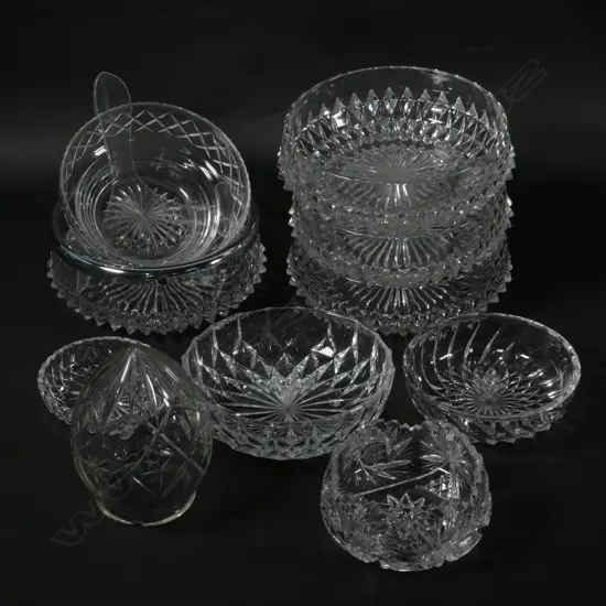 LOT ASST CUT CRYSTAL SALAD /SERVING BOWLS ETC
