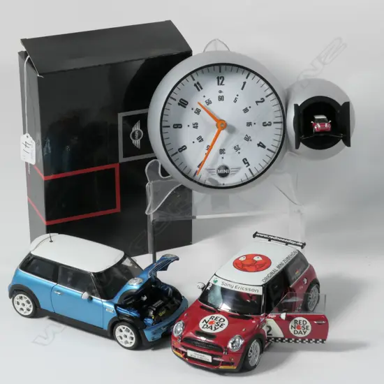 2 MINI DIE CAST CARS WITH MINI CUCKOO CLOCK