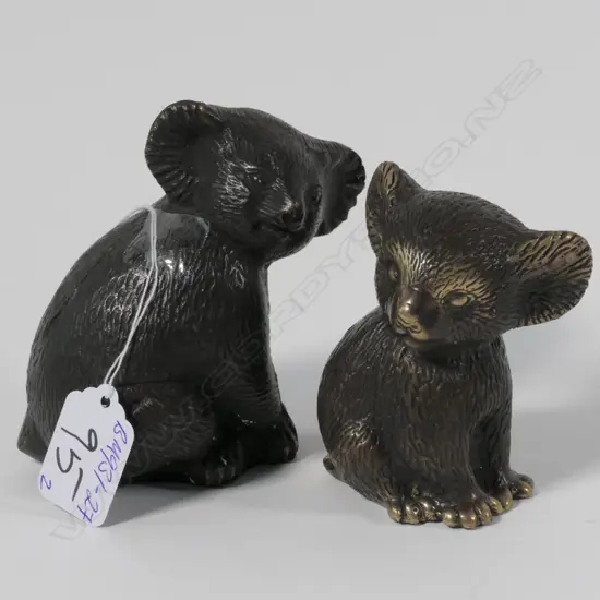 2 SMALL BRONZE KOALA BEARS
