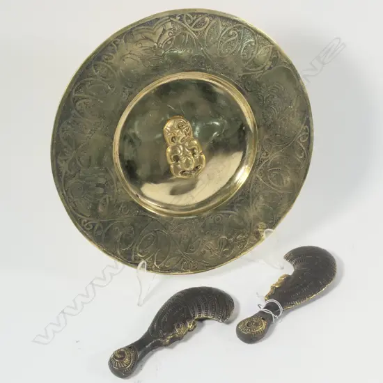 BRASS/BRONZE MAORI DISH + 2 SMALL WAHAIKA 