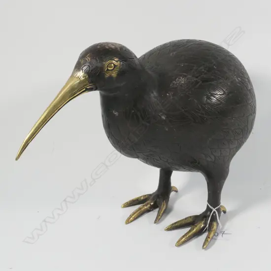 BRONZE KIWI SCULPTURE POLISHED BEAK H.245mm