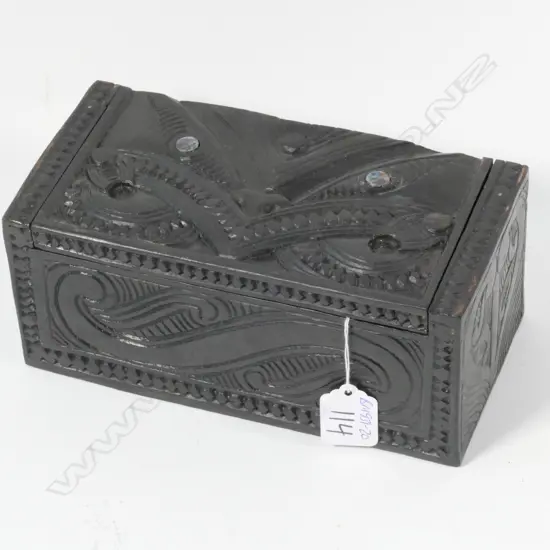 MAORI CARVED HARDWOOD BOX 200x100x90mm