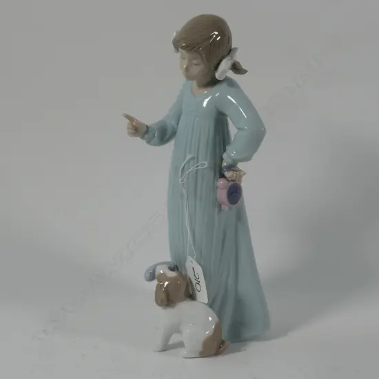 NAO FIGURE OF A YOUNG GIRL WITH PUPPY H 250 MM