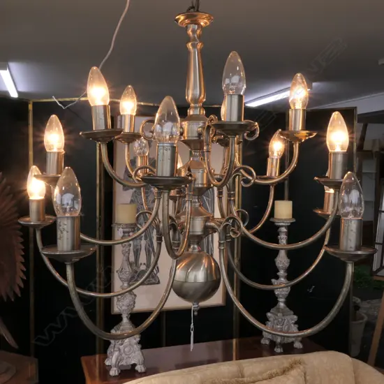 DUTCH 12 LIGHT ANTIQUE STYLE CHANDELIER