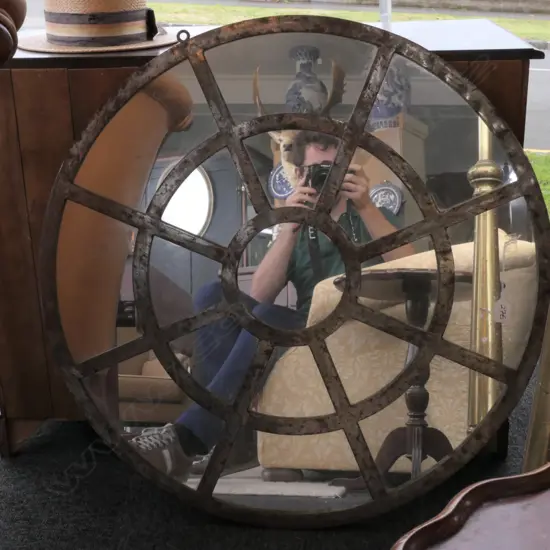 MIRROR: ROUND STEEL FRAME EX: AMBIANCE INT. Diam: 800mm