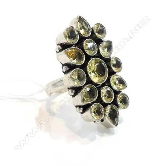 LGE MULTI STONE YELLOW TOPAZ DRESS RING 15 STONE