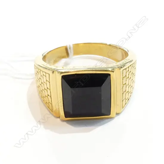 G/PLATED BLACK ONYX DRESS RING