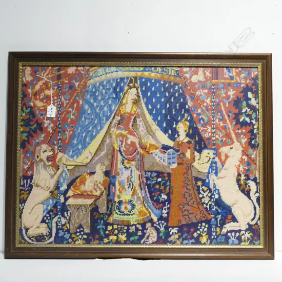 FRAMED NEEDLE WORK PICTURE 500 X 670 MM