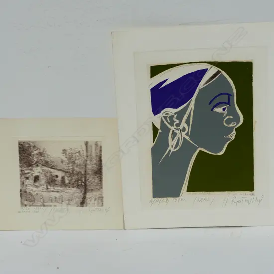 HENRYK SZYDLOWSKI LANDSCAPE ETCHING AND ANOTHER PORTRAIT. BOTH SGD DATED AND EDITIONED - 1980. UNFRAMED